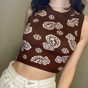 L.A. Heart cropped brown sweater vest